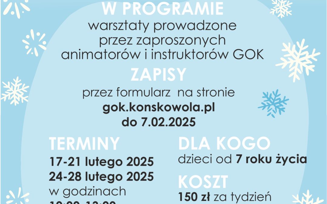 Ferie zimowe w GOK Końskowola – ruszyły zapisy